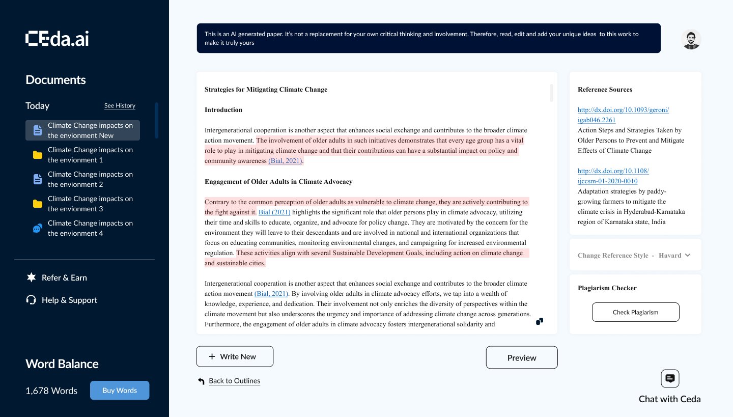 Ceda AI references and plagiarism checker